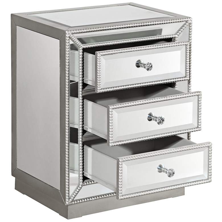 Image 7 Trevi 20 inch Wide 3-Drawer Silver Mirrored Accent Table more views