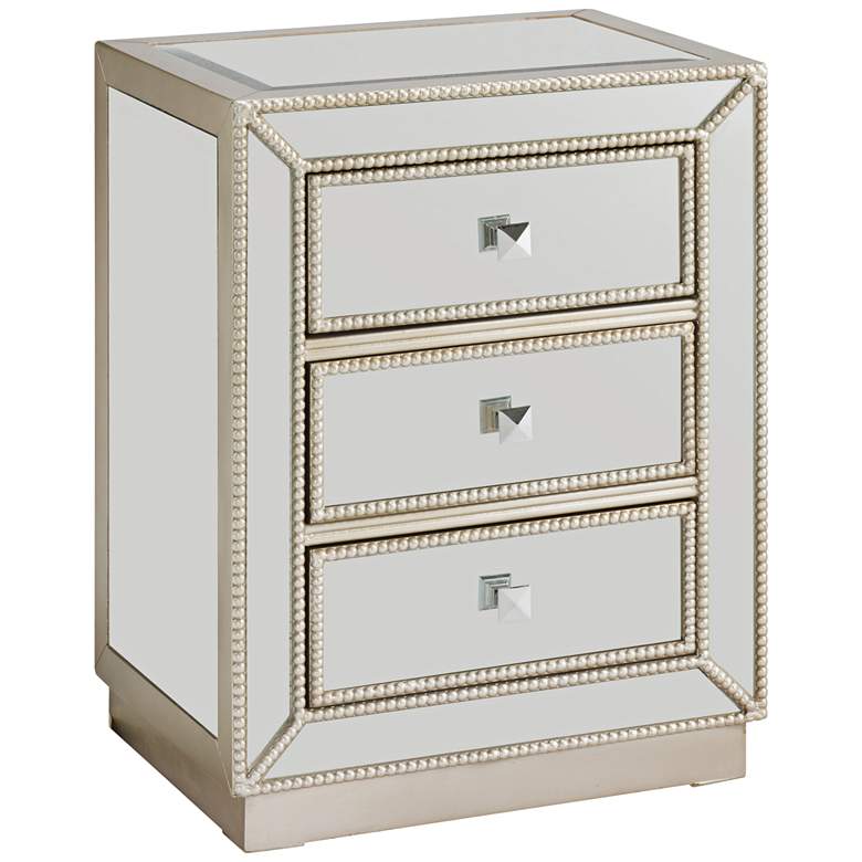 Image 3 Trevi 20" Wide 3-Drawer Warm Antique Silver Mirrored Accent Table