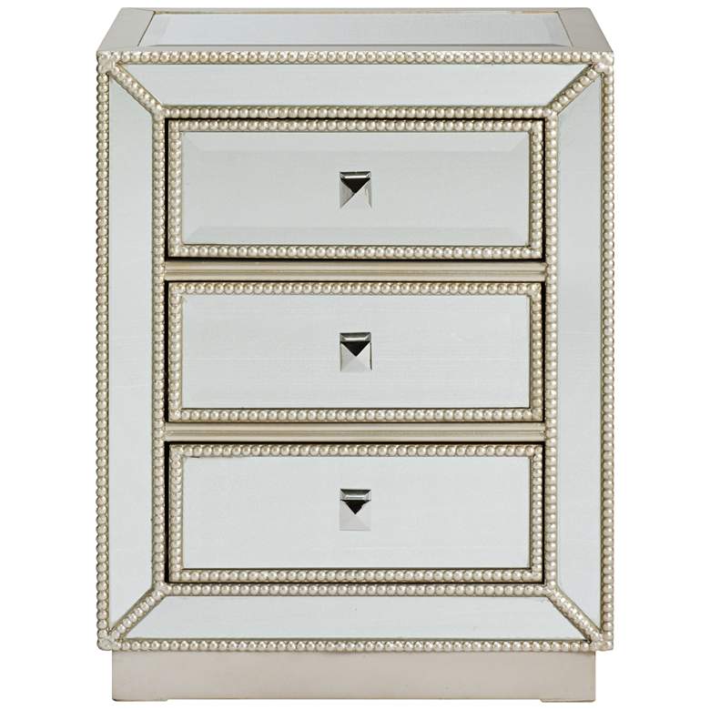 Image 4 Trevi 20" Wide 3-Drawer Warm Antique Silver Mirrored Accent Table more views