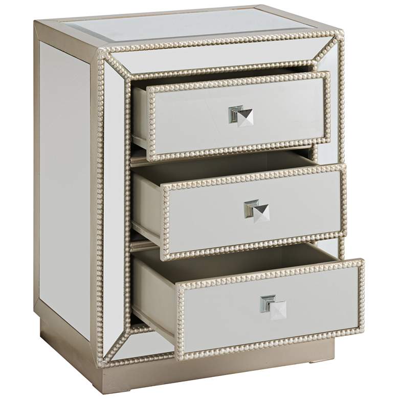 Image 5 Trevi 20" Wide 3-Drawer Warm Antique Silver Mirrored Accent Table more views