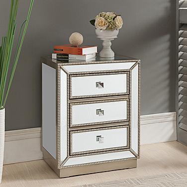 Trevi 20" Wide 3-Drawer Warm Antique Silver Mirrored Accent Table