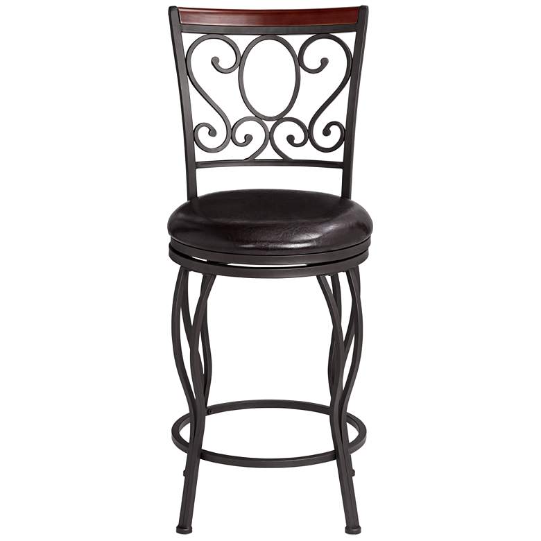 Image 6 Trevi 24" High Traditional Style Swivel Counter Stools Set of 2 more views