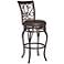 Trevi 26 1/2" Wood and Bronze Metal Scroll Back Swivel Counter Stool