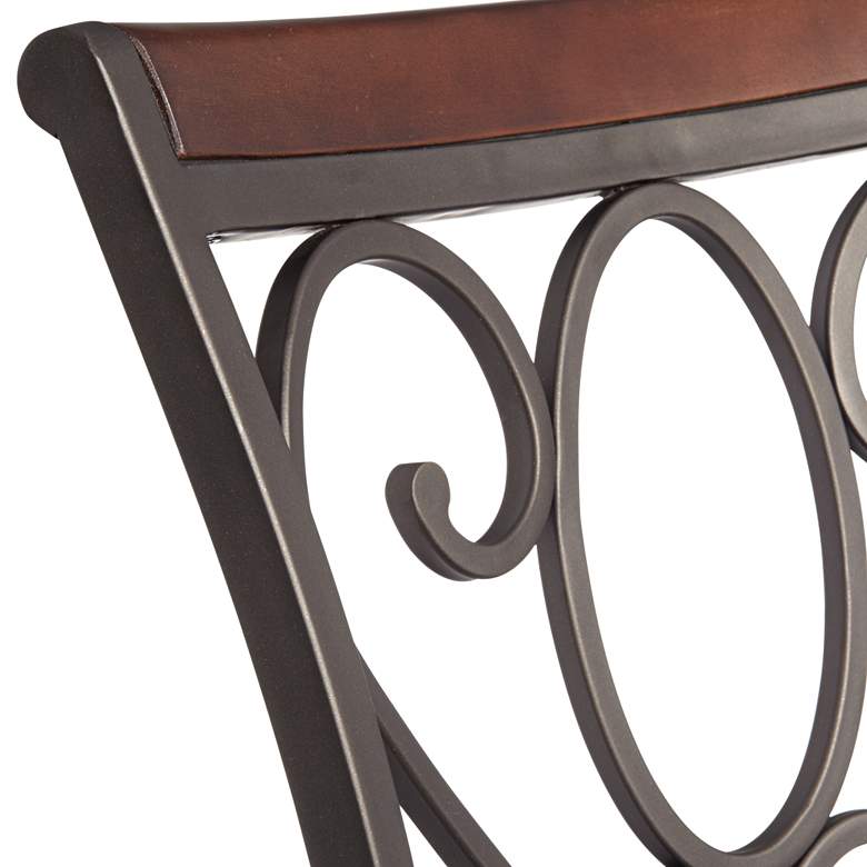 Image 4 Trevi 26 1/2 inch Wood and Bronze Metal Scroll Back Swivel Counter Stool more views