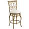 Trevi 26 1/4" White and Gold Metal Scroll Back Swivel Counter Stool