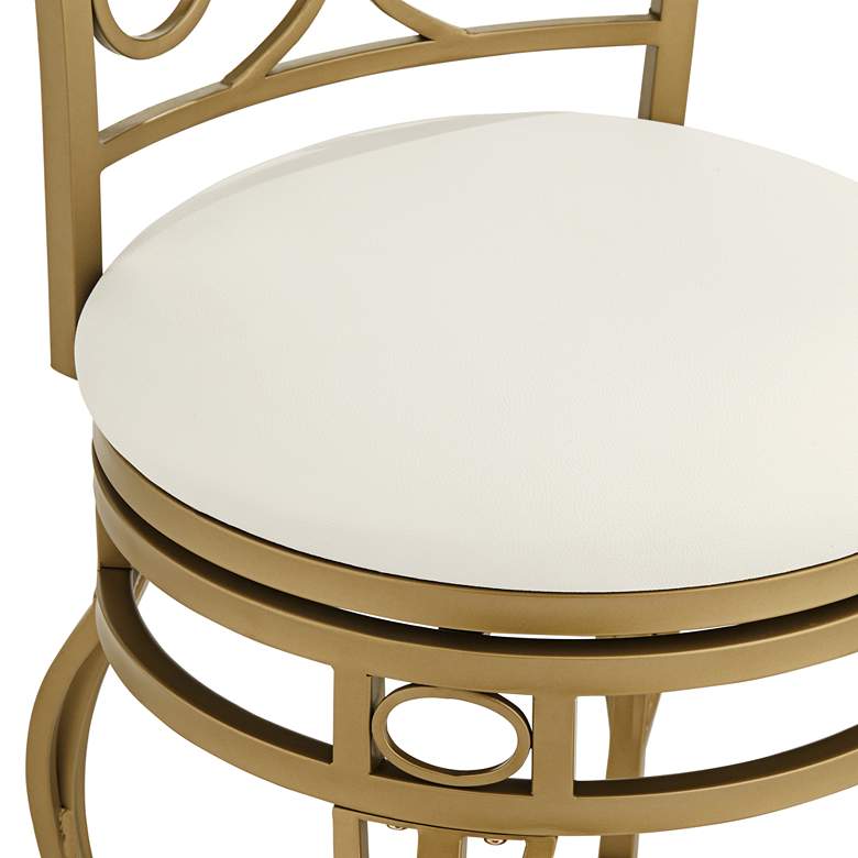 Image 5 Trevi 26 1/4" White and Gold Metal Scroll Back Swivel Counter Stool more views