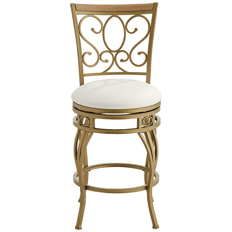 Image 7 Trevi 26 1/4" White and Gold Metal Scroll Back Swivel Counter Stool more views