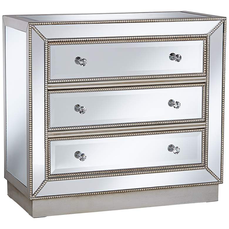 Image 3 Trevi 32 inch Wide 3-Drawer Silver Mirrored Accent Chest