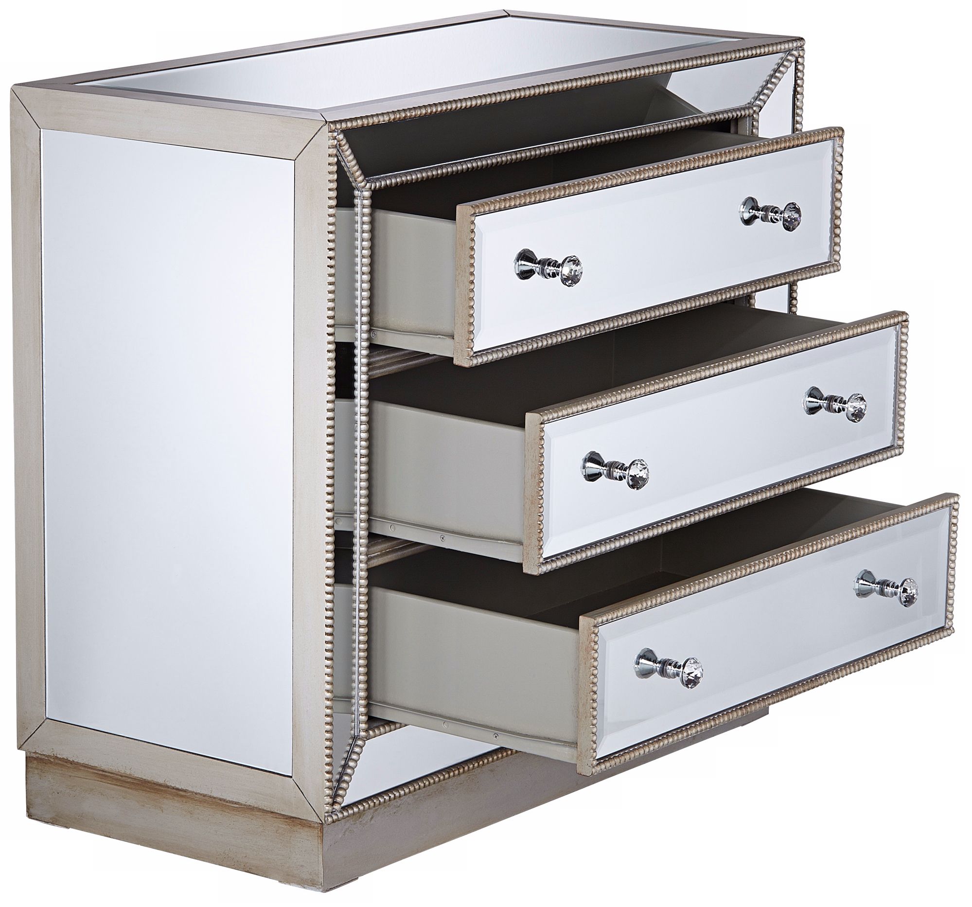Image 6 Trevi 32" Wide 3-Drawer Silver Mirrored Accent Chest more views