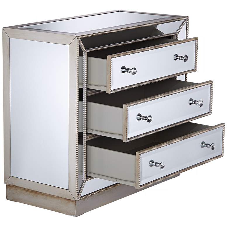 Image 6 Trevi 32 inch Wide 3-Drawer Silver Mirrored Accent Chest more views
