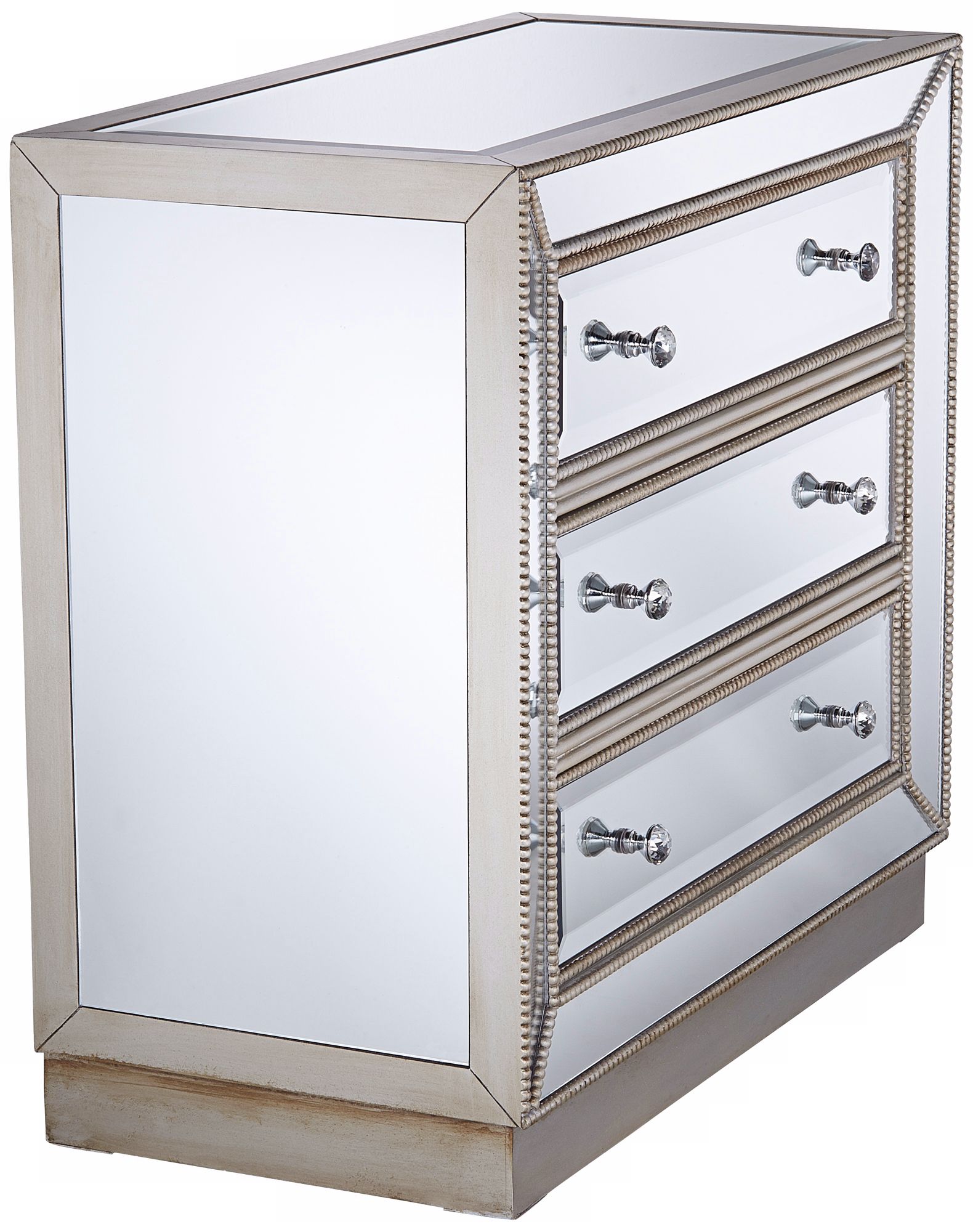 Image 7 Trevi 32" Wide 3-Drawer Silver Mirrored Accent Chest more views