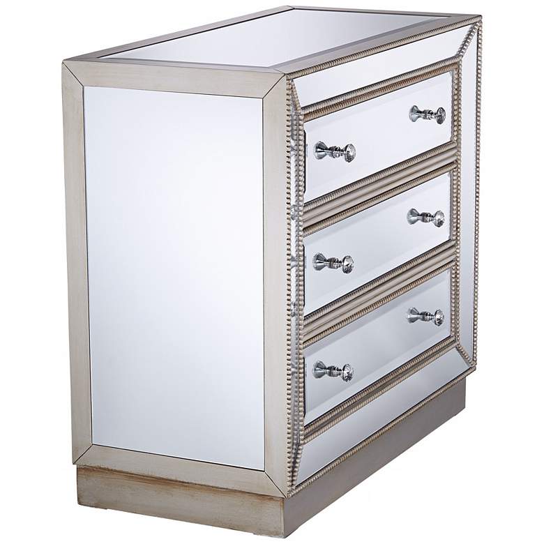 Image 7 Trevi 32" Wide 3-Drawer Silver Mirrored Accent Chest more views