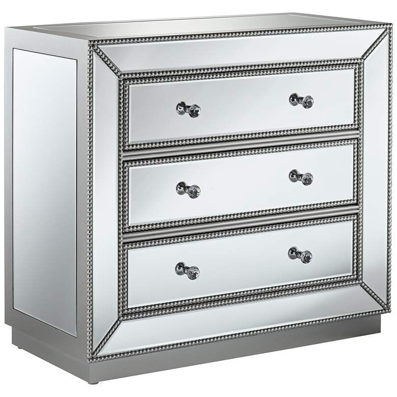 Image 2 Trevi 32" Wide Mirrored Silver 3-Drawer Accent Chest