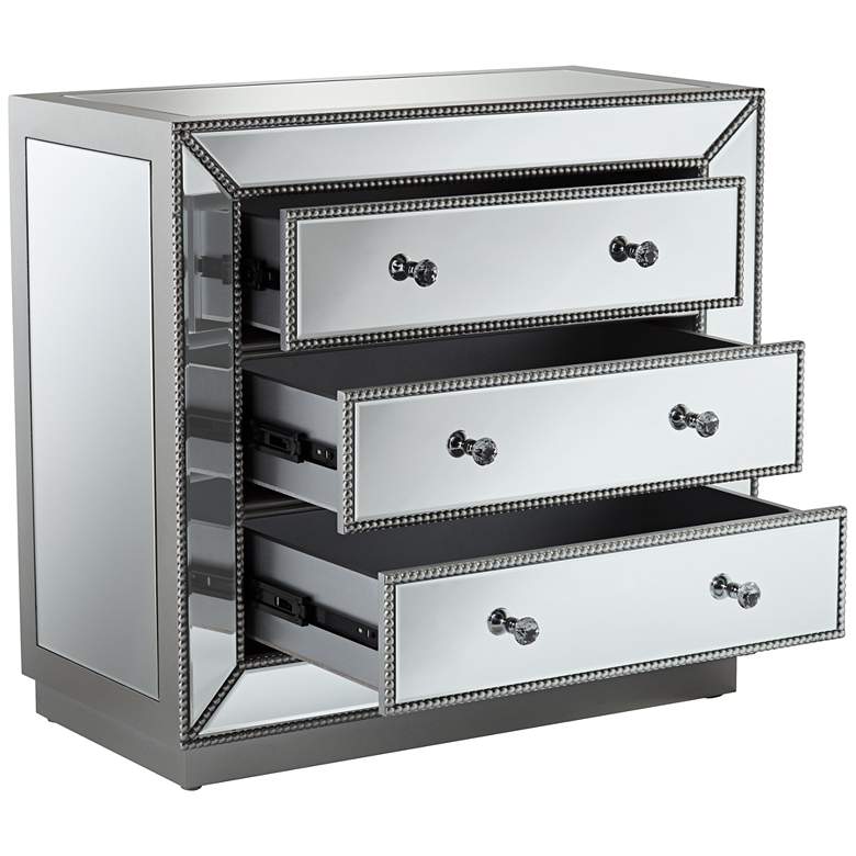 Image 6 Trevi 32" Wide Mirrored Silver 3-Drawer Accent Chest more views