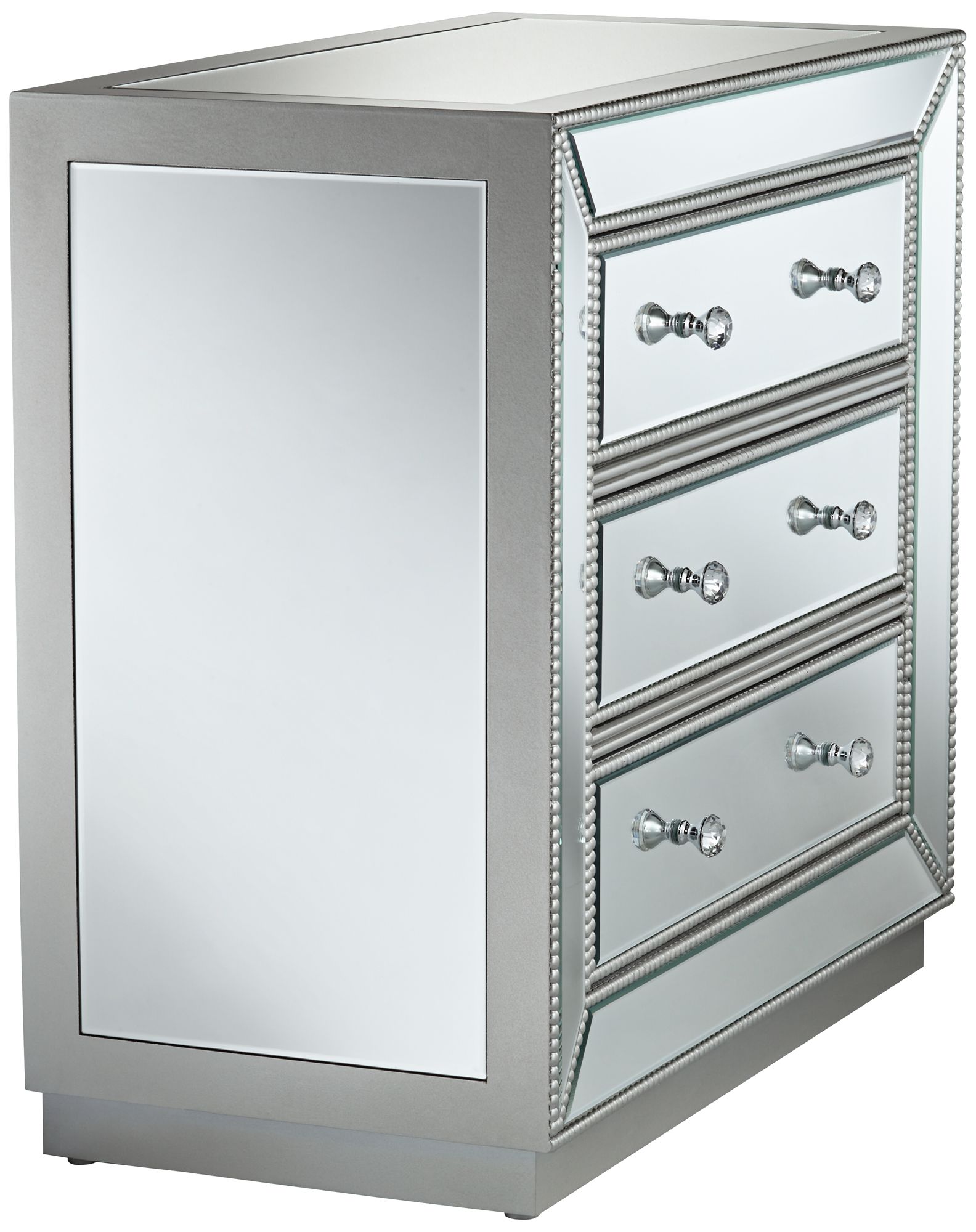Trevi 32" Wide Mirrored Silver 3-Drawer Accent Chest