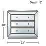 Trevi 32" Wide Mirrored Silver 3-Drawer Accent Chest