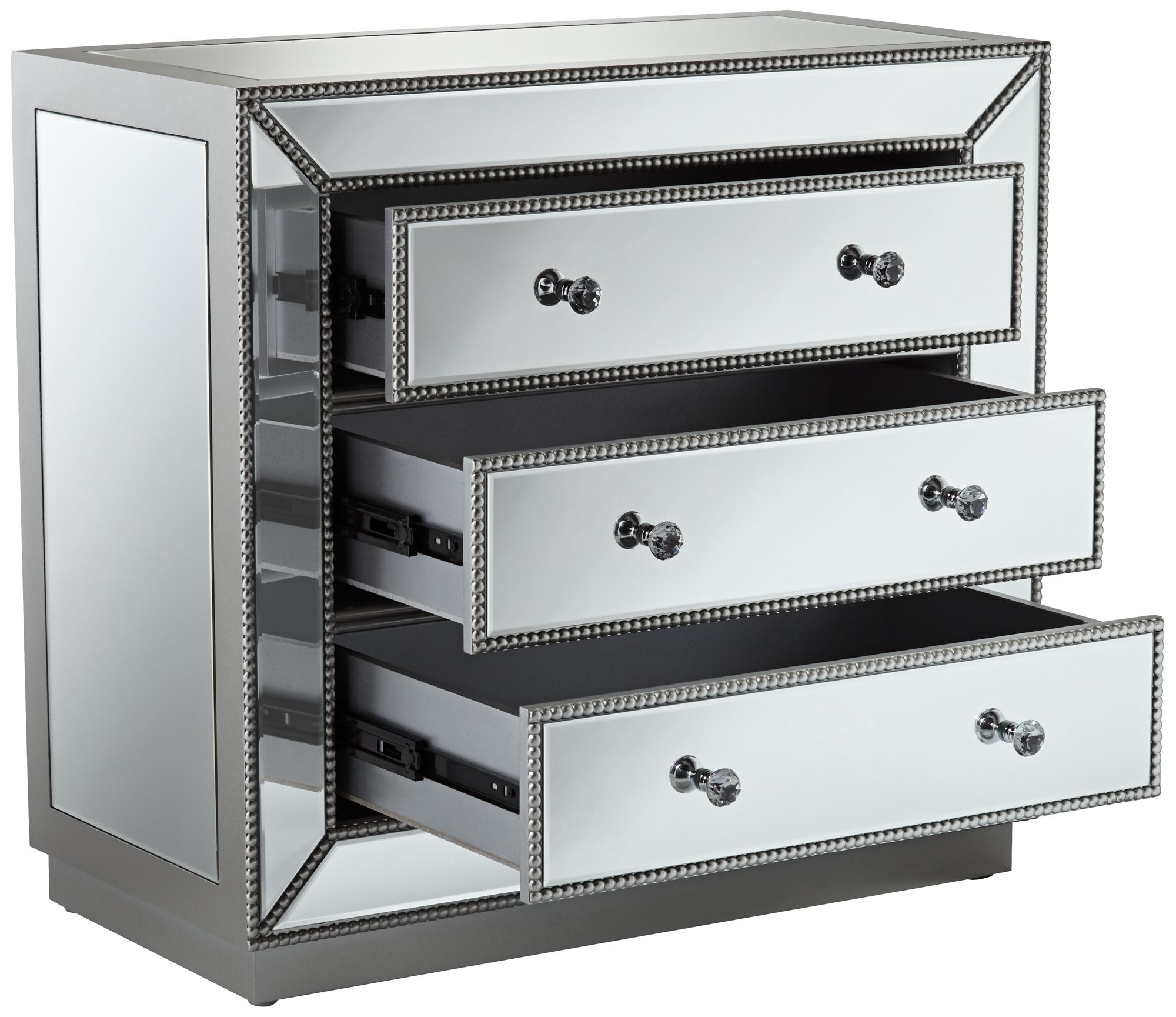 Image 5 Trevi 32" Wide Mirrored Silver 3-Drawer Accent Chests Set of 2 more views
