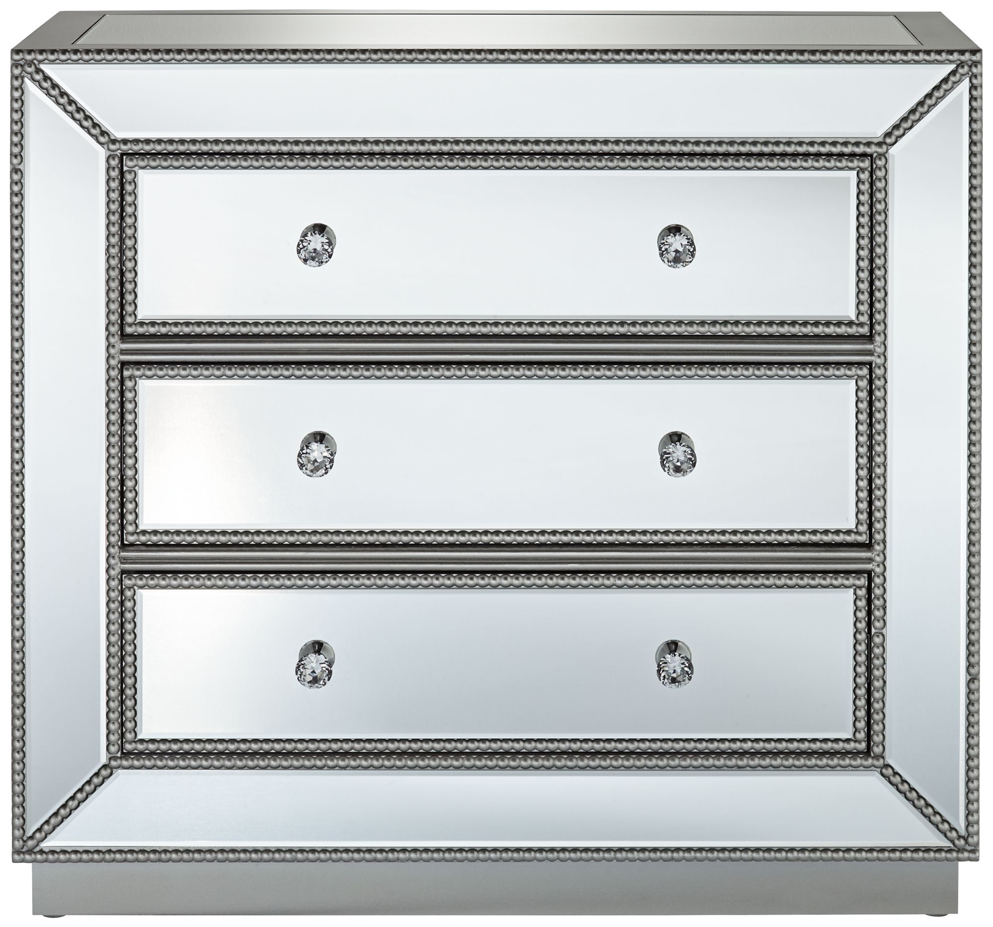 Image 6 Trevi 32" Wide Mirrored Silver 3-Drawer Accent Chests Set of 2 more views
