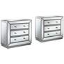 Thumbnail1 of Trevi 32" Wide Mirrored Silver 3-Drawer Accent Chests Set of 2