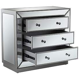Image5 of Trevi 32" Wide Mirrored Silver 3-Drawer Accent Chests Set of 2 more views