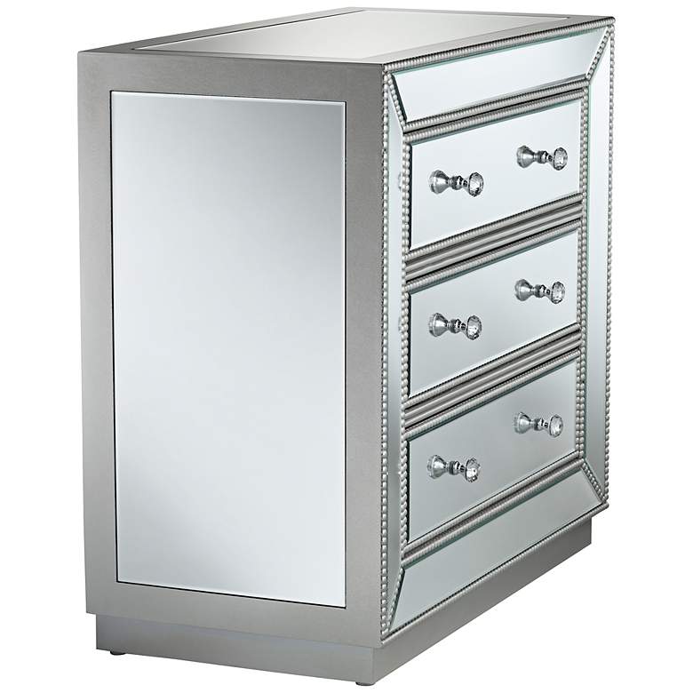 Image 7 Trevi 32" Wide Mirrored Silver 3-Drawer Accent Chests Set of 2 more views
