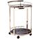 Treviso 19" Wide Black Glass and Gold Round Serving Bar Cart