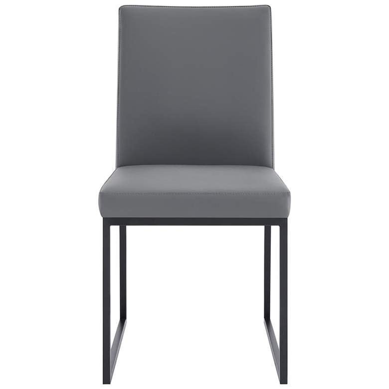 Image 4 Trevor Dining Chair in Matte Black Finish and Gray Faux Leather Set of 2 more views