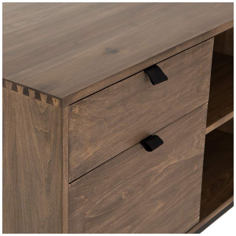 Image 2 Trey 101 1/2 inch Wide Auburn Poplar Desk System with Filing Credenza more views