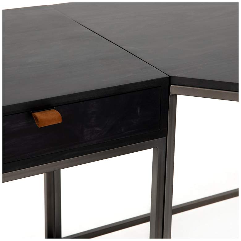 Image 3 Trey 101 1/2 inch Wide Black Wash Desk System with Filing Credenza more views