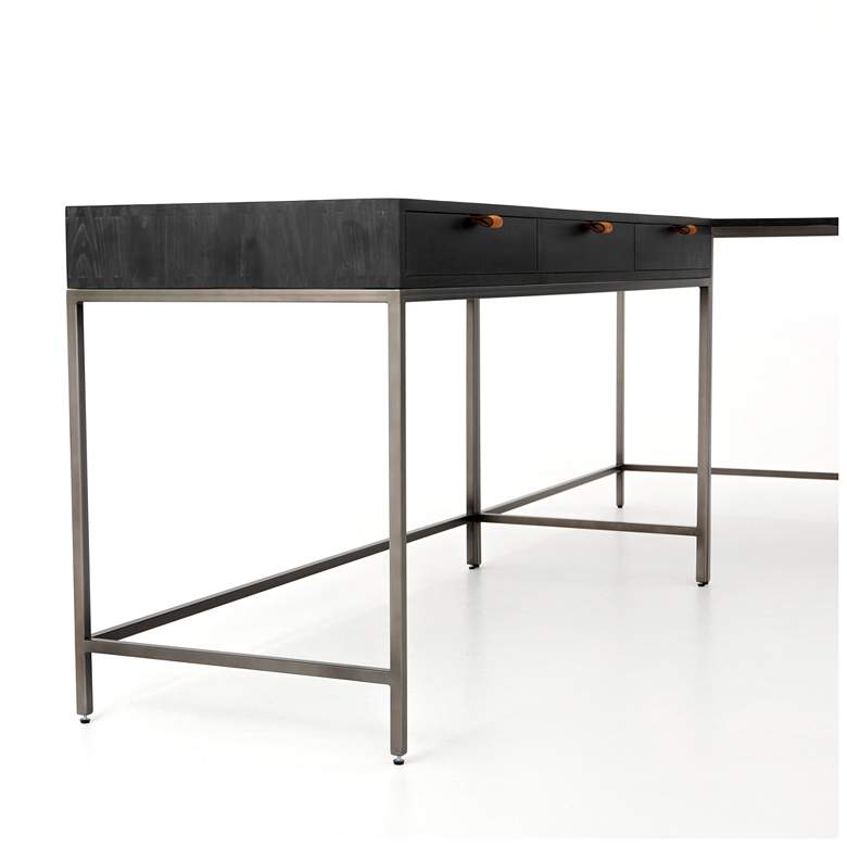 Image 4 Trey 101 1/2 inch Wide Black Wash Desk System with Filing Credenza more views