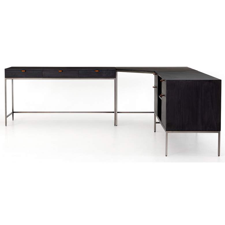 Image 6 Trey 101 1/2 inch Wide Black Wash Desk System with Filing Credenza more views