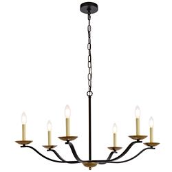 Trey 36" Pendant In Black And Brass