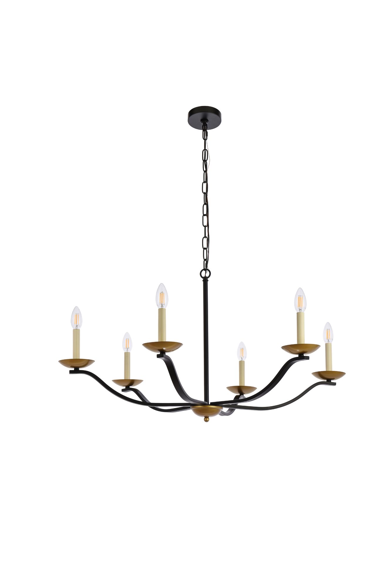 Trey 36" Pendant In Black And Brass