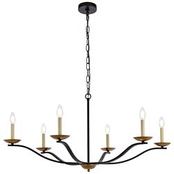Trey 42" Pendant In Black And Brass