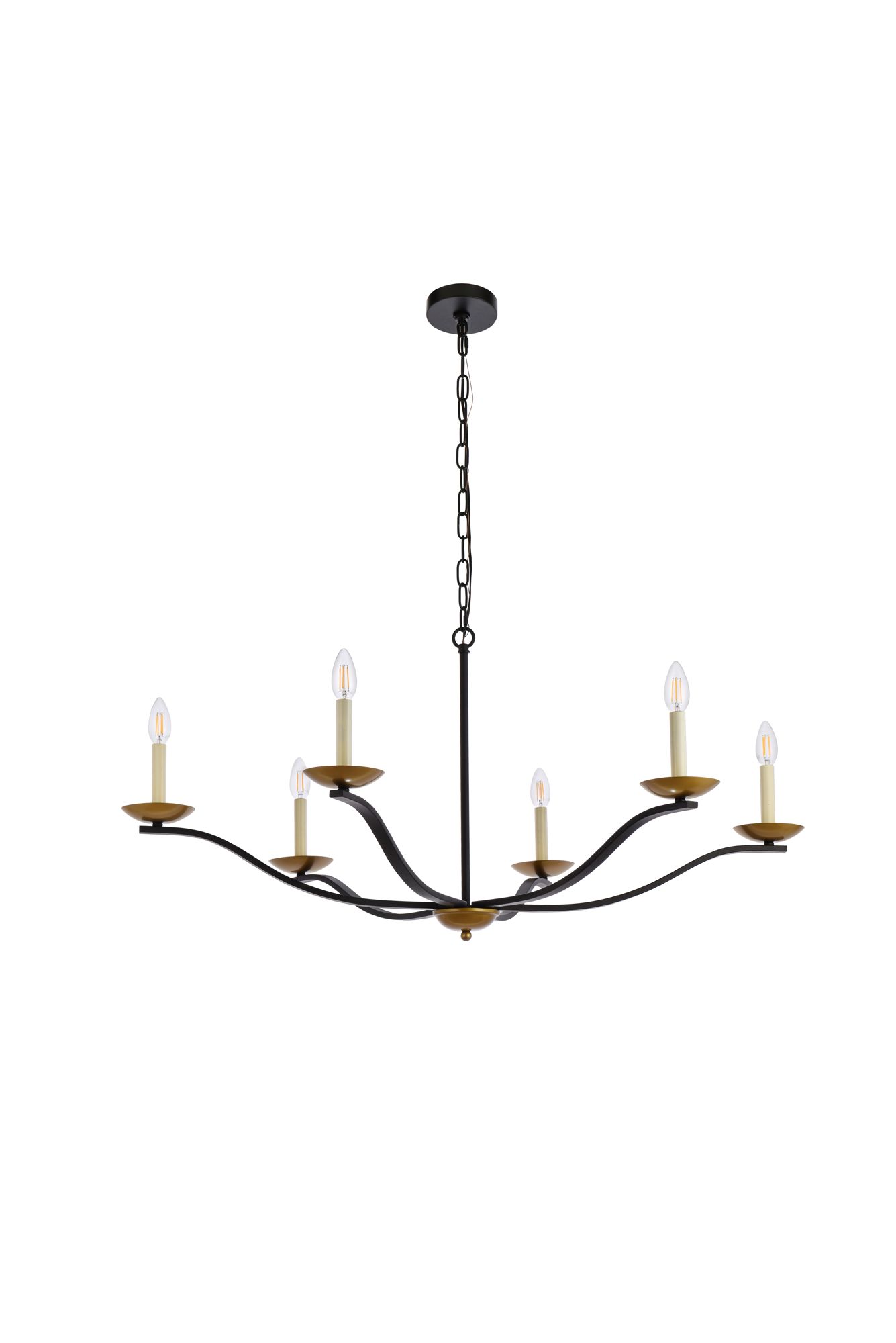 Trey 42" Pendant In Black And Brass