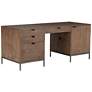 Trey 70" Wide Auburn Poplar and Iron 4-Drawer Executive Desk
