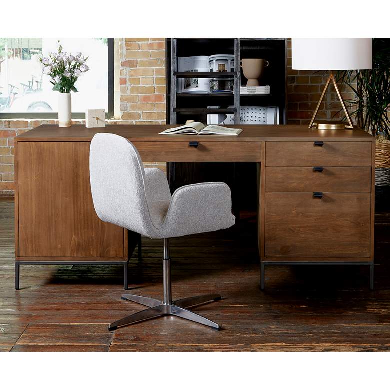 Image 1 Trey 70" Wide Auburn Poplar and Iron 4-Drawer Executive Desk