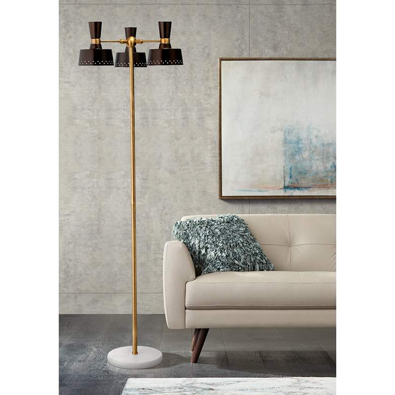 Image 1 Trey Oil-Rubbed Bronze and Antique Brass 3-Light Floor Lamp