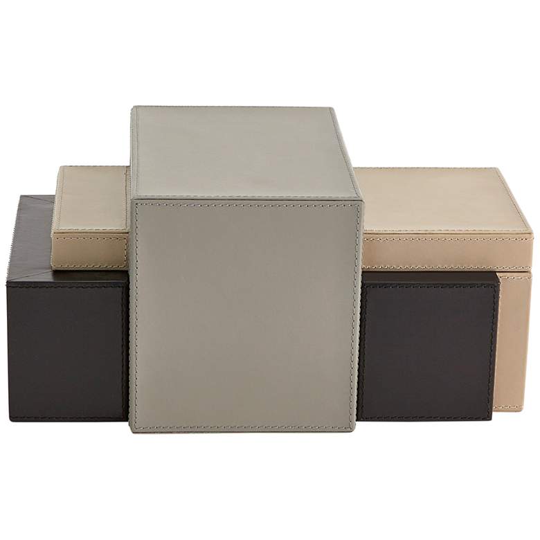 Image 1 Tri-Color Black Gray Beige Leather Box