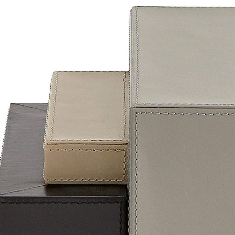 Image 2 Tri-Color Black Gray Beige Leather Box more views