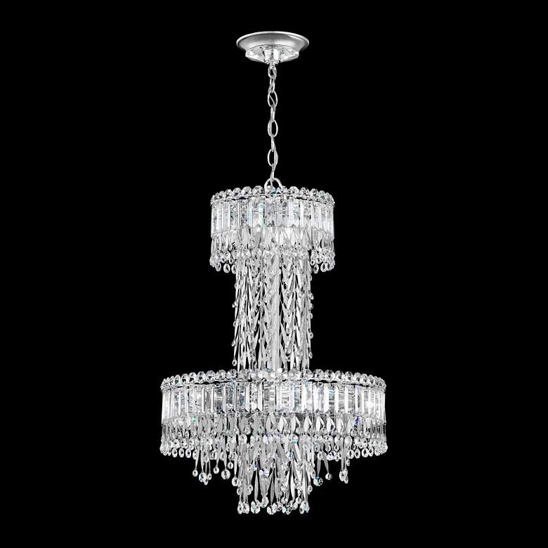 Image 1 Triandra 18 1/2 inchW Stainless Steel and Crystal 2-Tier Pendant