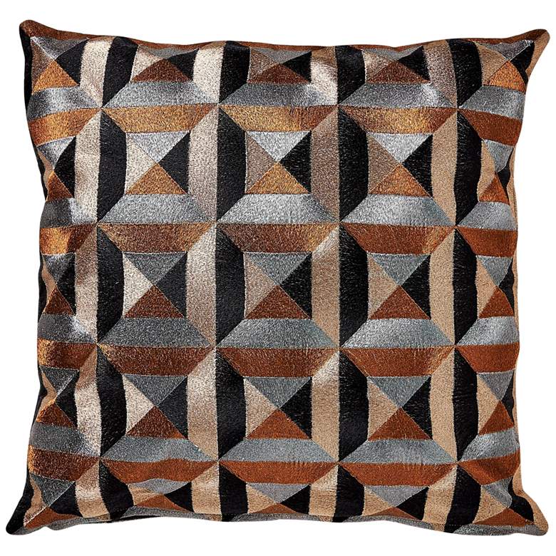 Image 1 Triangle Marquetry Multi-Color 20" Square Throw Pillow