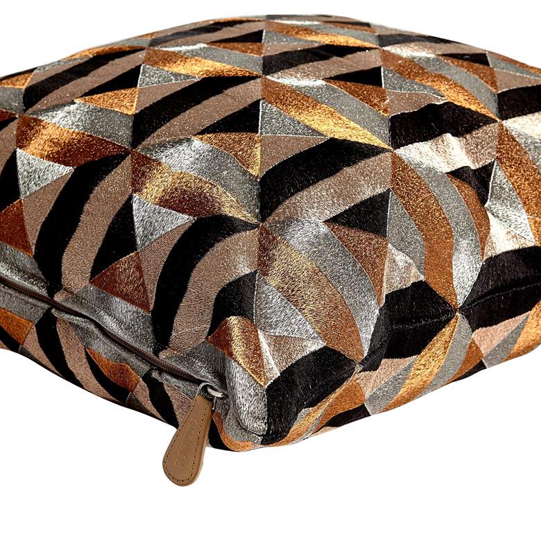 Image 4 Triangle Marquetry Multi-Color 20" Square Throw Pillow more views