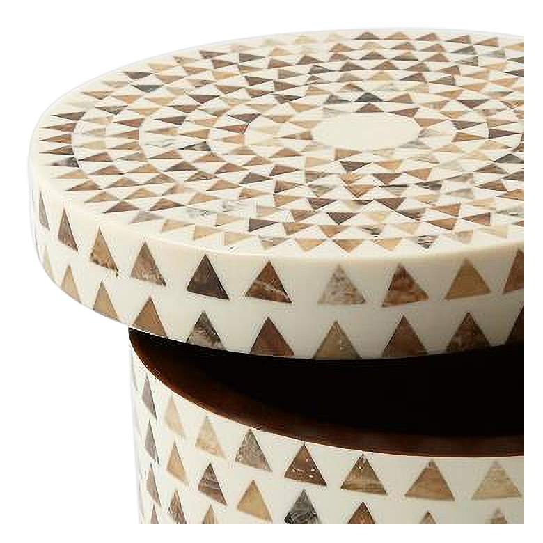 Image 2 Triangle Stripe Natural White and Brown 6 1/4 inchW Round Box more views