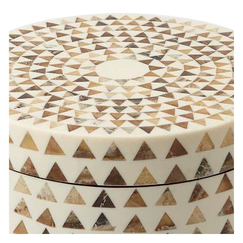 Image 2 Triangle Stripe Natural White and Brown 8 1/4"W Round Box more views