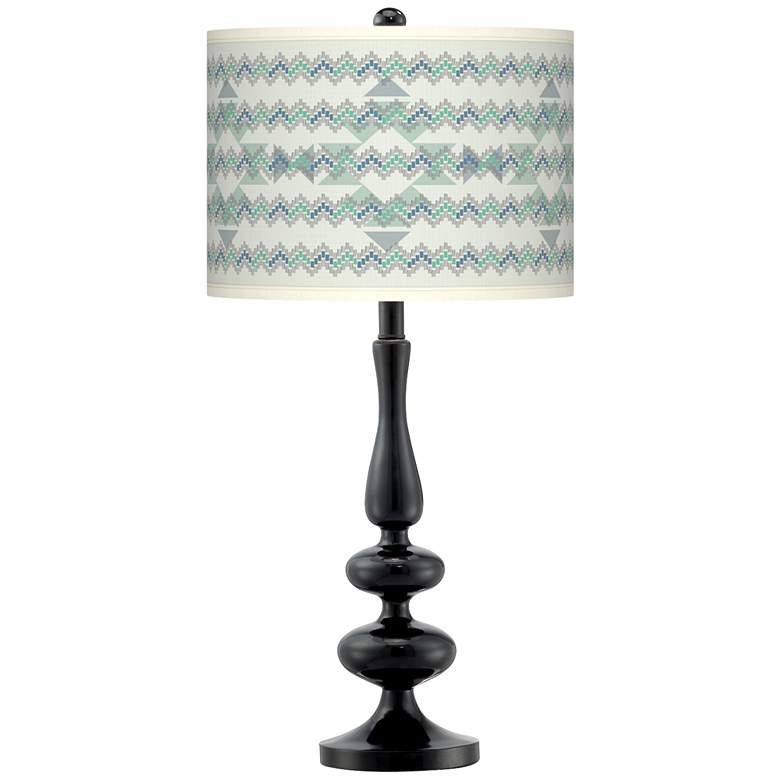 Image 1 Triangular Stitch Giclee Paley Black Table Lamp