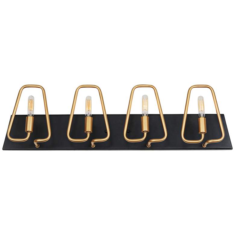 Image 1 Triangulo 29 inch Wide 4-Light Aged Gold and Carbon Bath Light