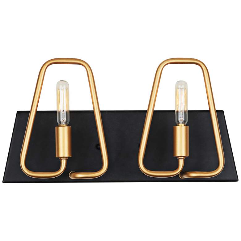 Image 1 Triangulo 8 inch High 2-Light Aged Gold and Carbon Wall Sconce
