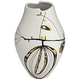 Image2 of Tribeca 10 3/4" High Matte White Decorative Graphic Vase