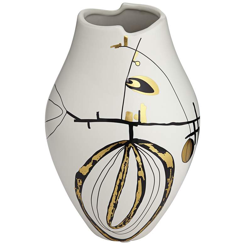 Image 3 Tribeca 10 3/4" High Matte White Decorative Graphic Vase